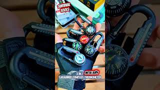 3 in 1 Carabiner Compass Thermometer #gadgets #compass #camping #journey