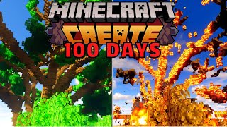 I Survived 100 Days in a MASSIVE BURNING TREE as a CREATE MOD ENGINEER  in Hardcore Minecraft
