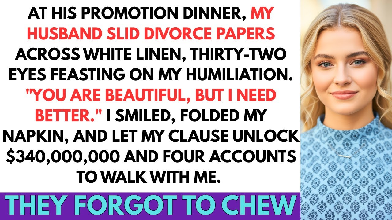 My Husband Handed Me Divorce Papers at His Promotion Dinner; Four Months Later, He Lost Control