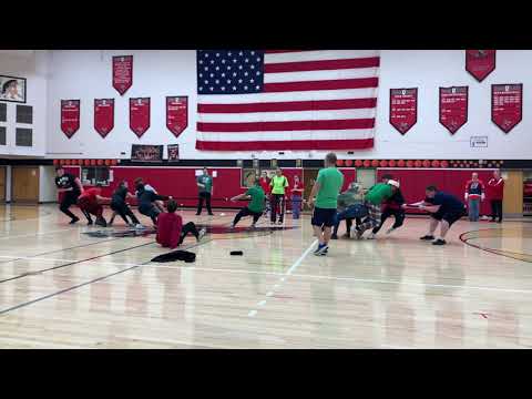 Oxford Academy High School tug o'war at pre-holiday pep rally