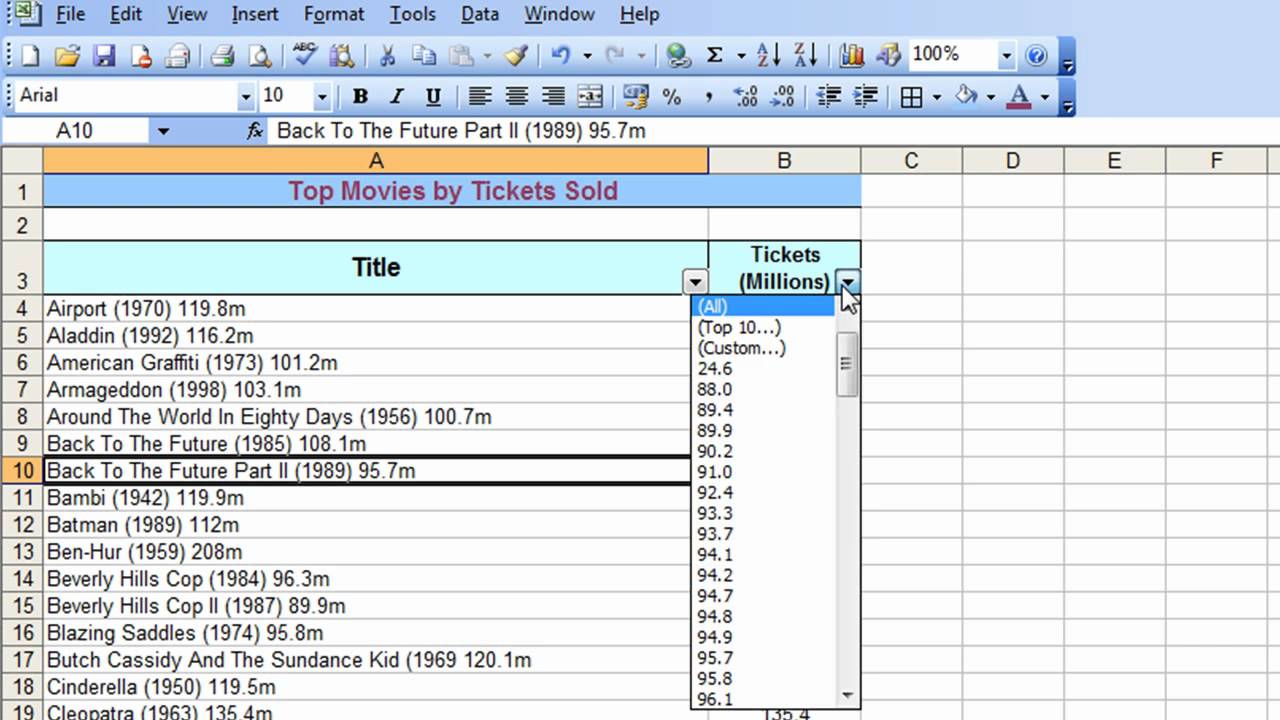Microsoft excel tutorial for beginners 28 database pt 4 filter