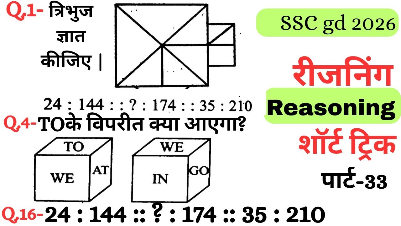 Reasoning प्रैक्टिस Set–33|| SSC gd reasoning|| ntpc reasoning|| reasoning||  reasoning practice set