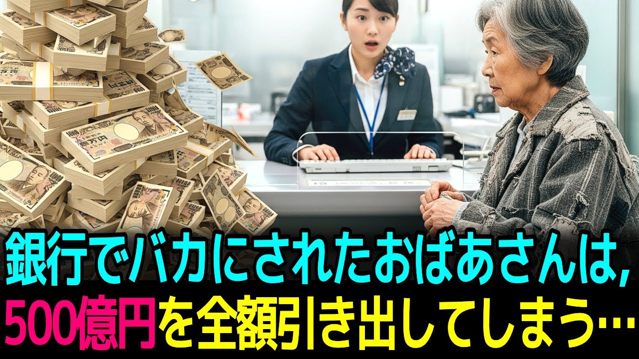 銀行でバカにされたおばあさんは, 500億円を全額引き出してしまう…
