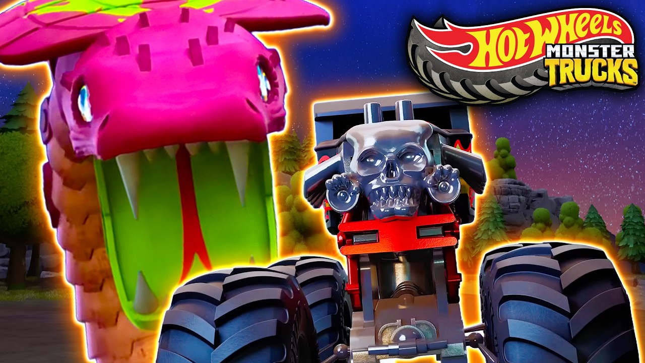 🐍 Bone Shaker Takes on the Snake Moon Challenge! | Hot Wheels Monster Trucks