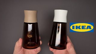 HALVTOM Salt and pepper shakers, glass/brown, 4 ¾ - IKEA