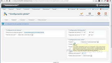 Configuración global joomla - Sistema