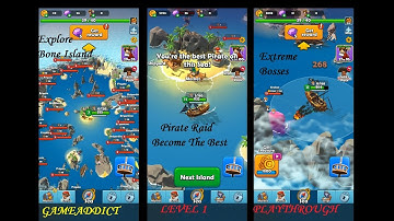 Pirate Raid - Caribbean Battle : Level 1 Bone Island, 100% Explored, Upgrades, All Kraken & Bosses