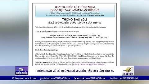 Thông báo về lễ tưởng niệm Quốc Hận 30-4 lần thứ 45