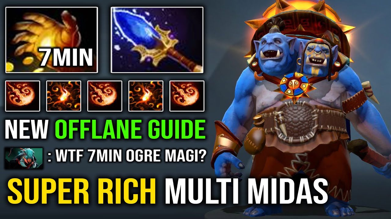 WTF 1st Item Midas Super Rich Offlane Ogre Magi with Overpower Multi Cast Nonstop Stun Dota 2