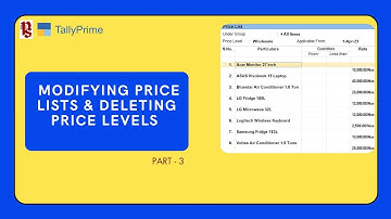 How to Modify Price Lists and Delete Price Levels in TallyPrime