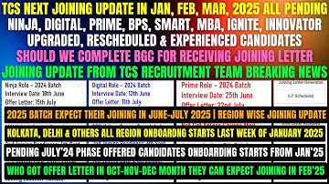 🔥TCS FRESHERS & EXPERIENCED ONBOARDING IN JAN-MAR 2025 | TCS 2025 BATCH ONBOARDING IN JUNE-JULY 2025