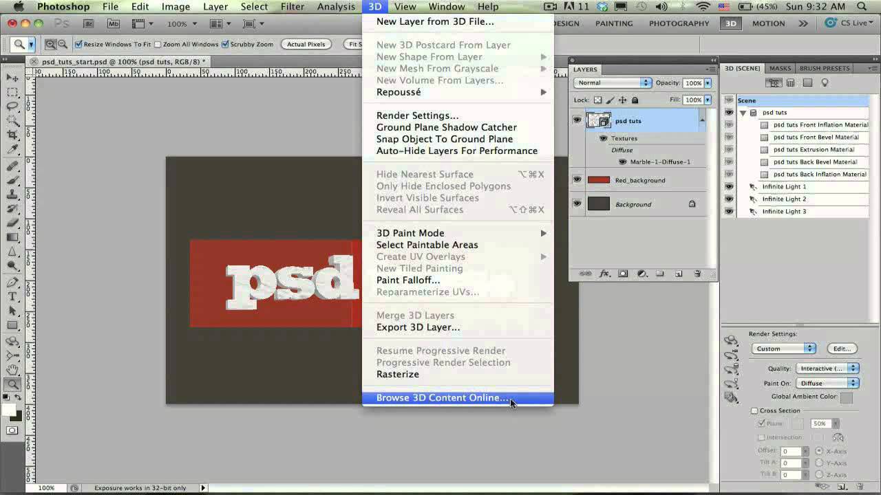 Use Photoshop CS5 Extended to Create a Simple 3D Logo - Screencast