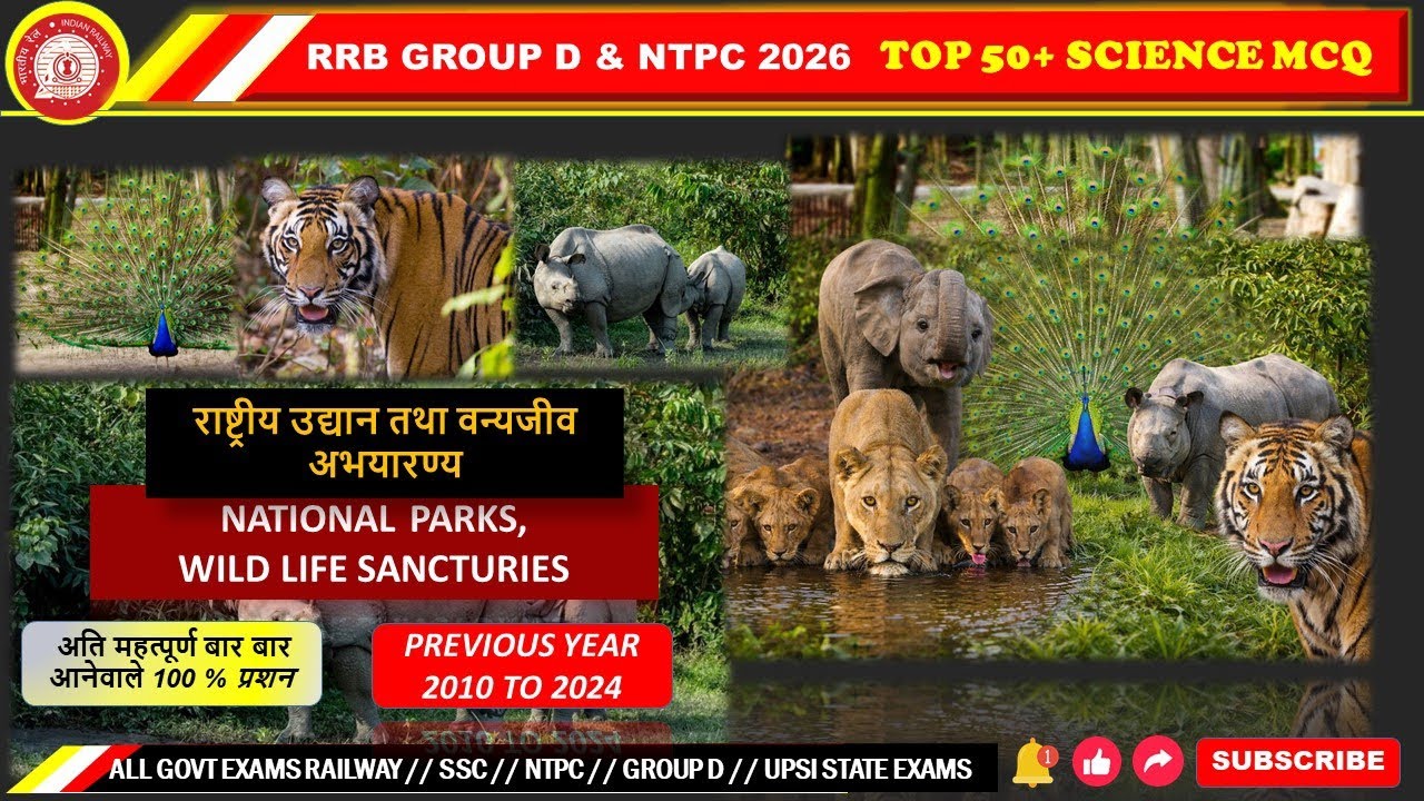 RRB NTPC & GROUP D 2026 | NATIONAL PARK AND WILDLIFE SANCTUARIES | RAILWAY EXAM |