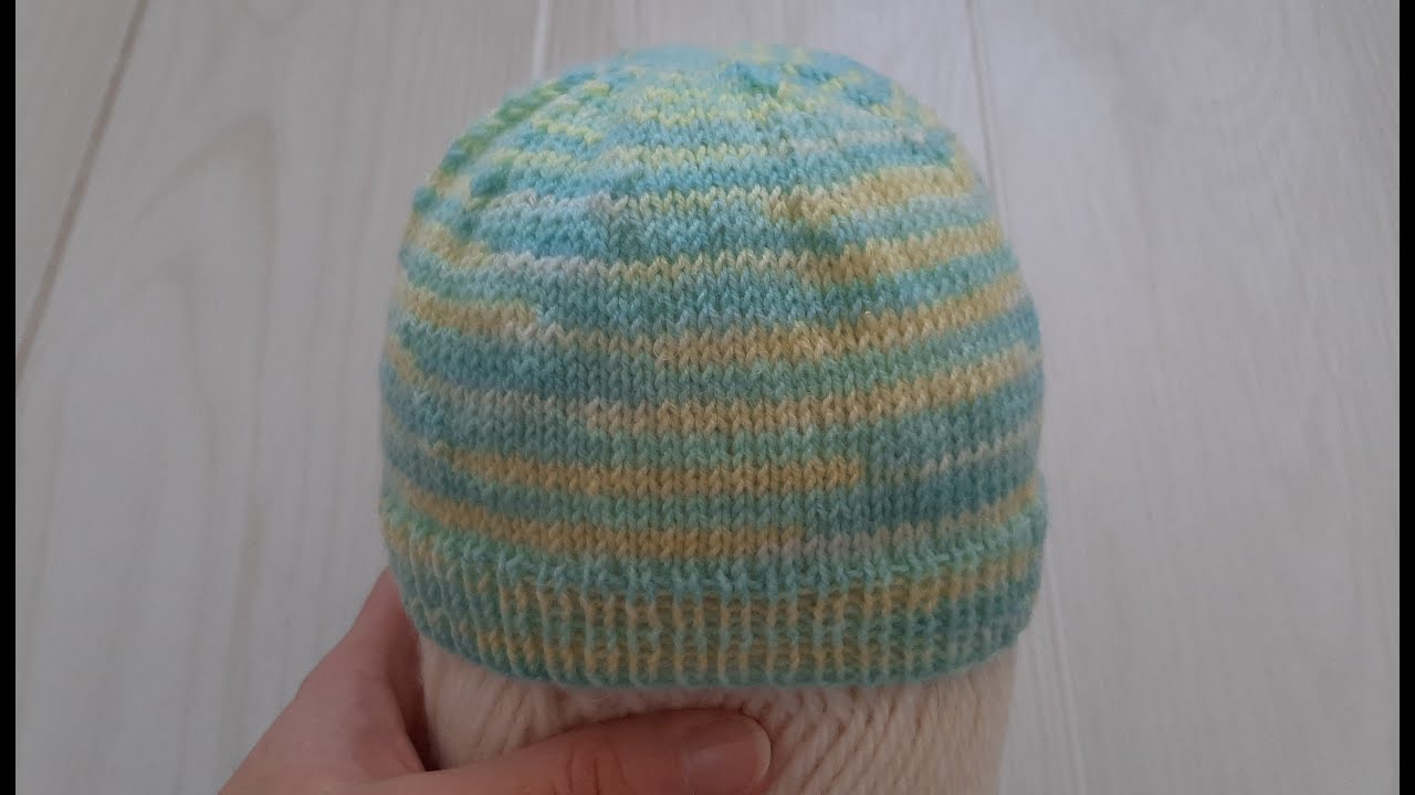 Шапочка для новорождённого спицами Шапочка для младенца спицами МК Альфиры Мериновой