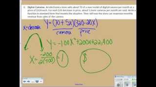Unit 5 Notes 4 Graphing Quadratics Applications