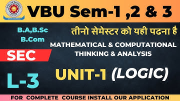 VBU SEM-1,2,3 Unit-1 Lecture-3  FYUGP SEC Paper | Mathematical & Computational Thinking & Analysis