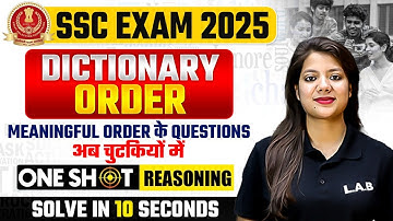 Dictionary Order Reasoning Tricks | Reasoning for SSC Exams 2025 | Reasoning by Swapnil Mam