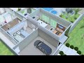 Linda Casa 3D com três Quartos e Cozinha Americana