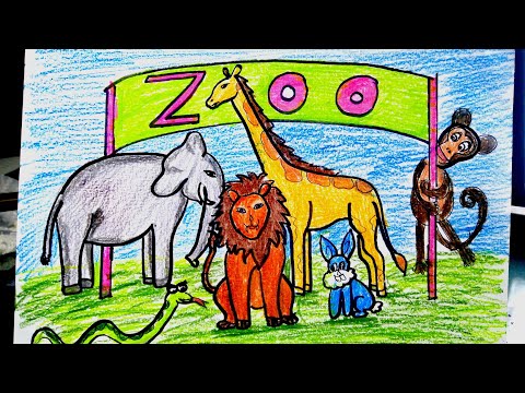 رسم حديقة حيوان للمبتداين سهله