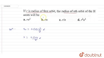 If gt is radius of first orbit , the radius of nth orbit of the H atom will be