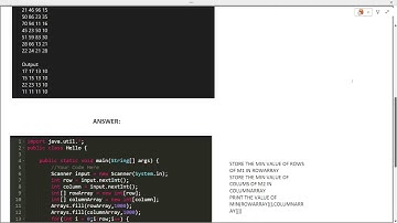 SkillRack | Daily Test | Matrices - Minimum in Rows and Columns | 14-02-25