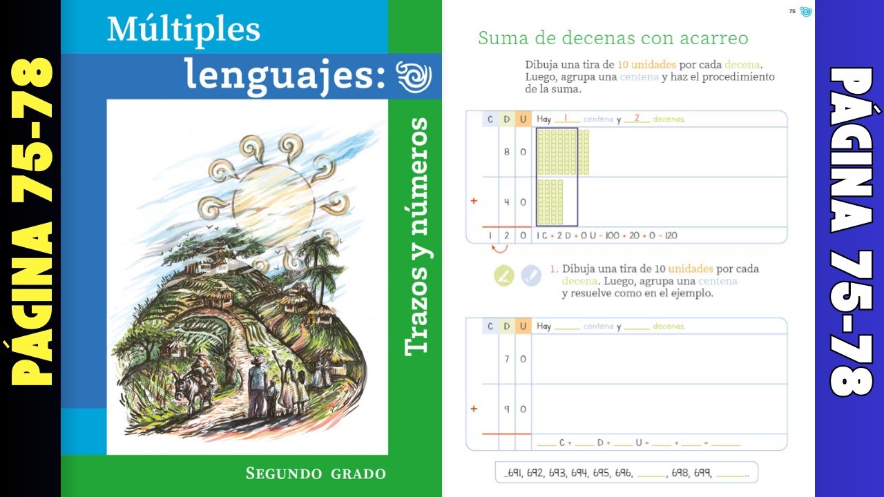 Múltiples lenguajes: trazos y números página 75 - 78│Suma de decenas ...