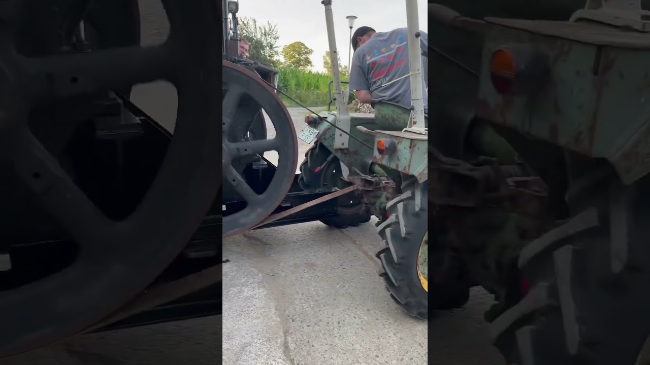 Misslungener Startversuch vom MWM Standmotor mit Bautz 14 Ps Traktor