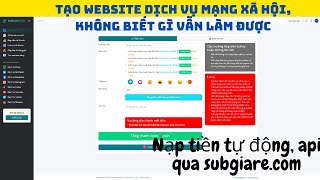 TẠO WEBSITE DỊCH VỤ MXH API QUA SUBGIARE.COM - NGƯỜI KHÔNG BIẾT CODE VẪN LÀM ĐƯỢC - NẠP TIỀN AUTO