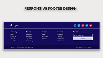 Responsive Footer Design using HTML & CSS | CSS Footer
