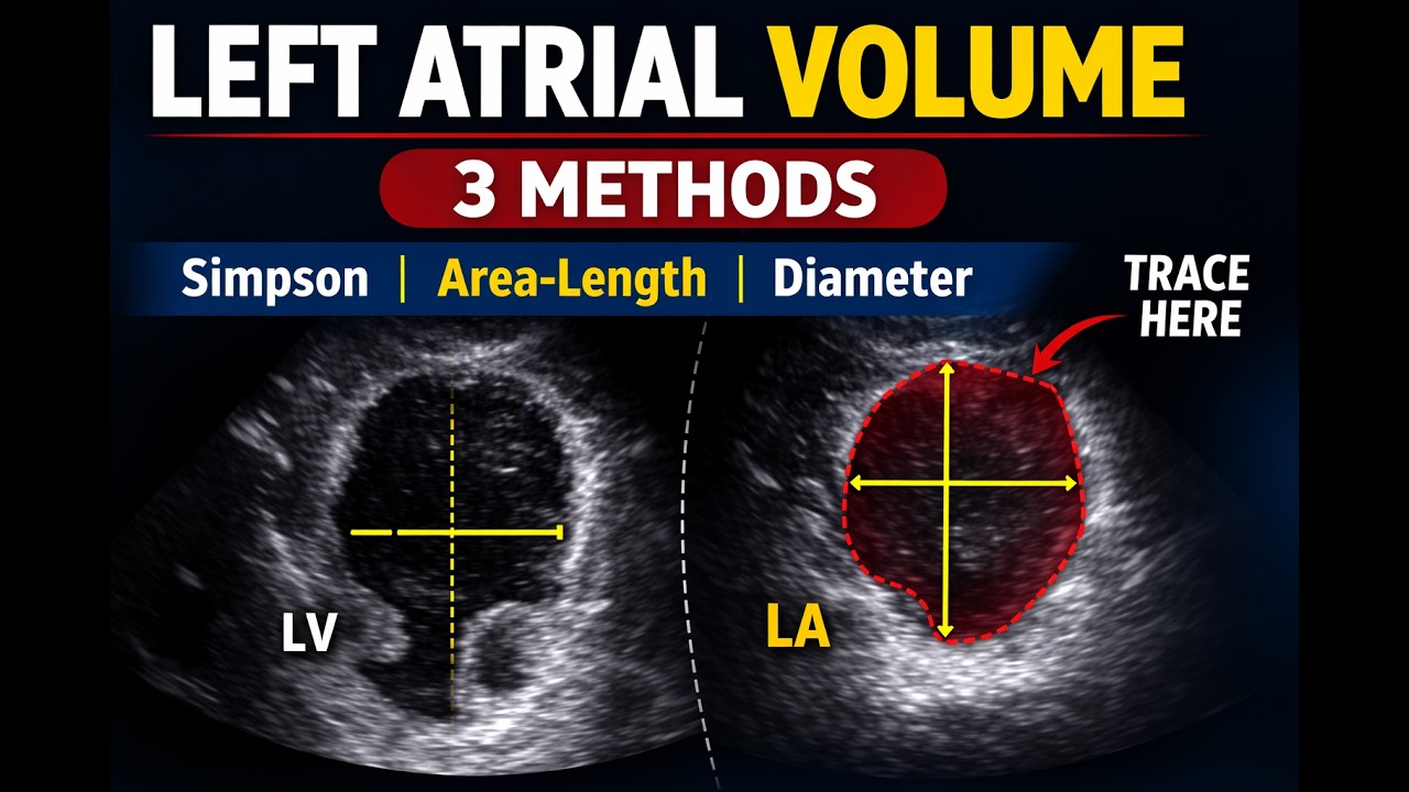 Simpson Volume Calculation How to Measure Left Atrial Volume on Echo | Simpson & Area Length ...