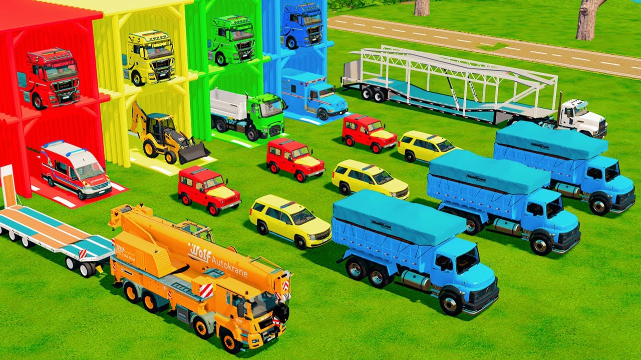 ALL POLICE AND SERVICE VEHICLES, BACKHOE LOADER, DUMP TRUCK, AMBULANCE TRANSPORT TO GARAGE - FS22