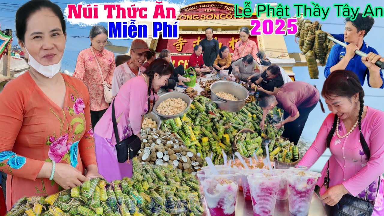 QUÁ KHỦNG hàng tấn núi bánh đãi miễn phí Lễ giỗ Phật Thầy Tây An 2025