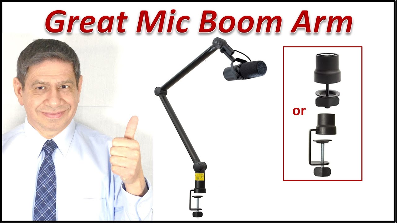 IXTECH Boom Arm - Adjustable 360 Rotatable Microphone Arm - Sturdy  Stainless Steel Mic Arm Desk, Table Stand - Foldable Scissor Arm - Stable