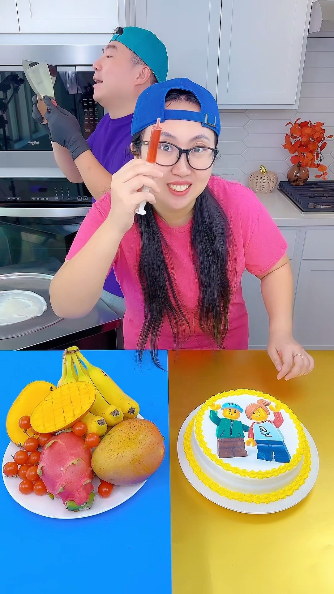 Lego cake vs spicy sauce ice cream challenge!? #lego #funny by Ethan Funny Family