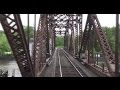 (HD) Crossing the Mississippi Railroad Bridge at La Crosse: Great View