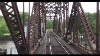 (HD) Crossing the Mississippi Railroad Bridge at La Crosse: Great View