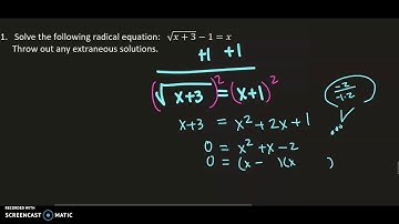 Solve Radical Equations.  Throw out Extraneous Solutions 2