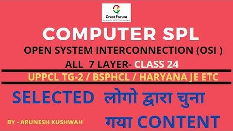 LECT 24- O.S.I -OPEN SYSTEM INTERCONNECTION -ALL  7 LAYER  I JOIN FULL COURSE SOON-UPPCL TG-2