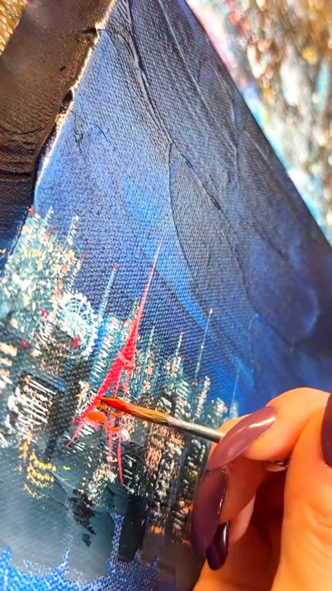 頑張って描いた「東京の夜景」🌉#painting #art #アクリル画 - YouTube