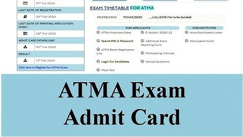 ATMA 2020 Admit Card Released | Download at atmaaims.com | Direct link available
