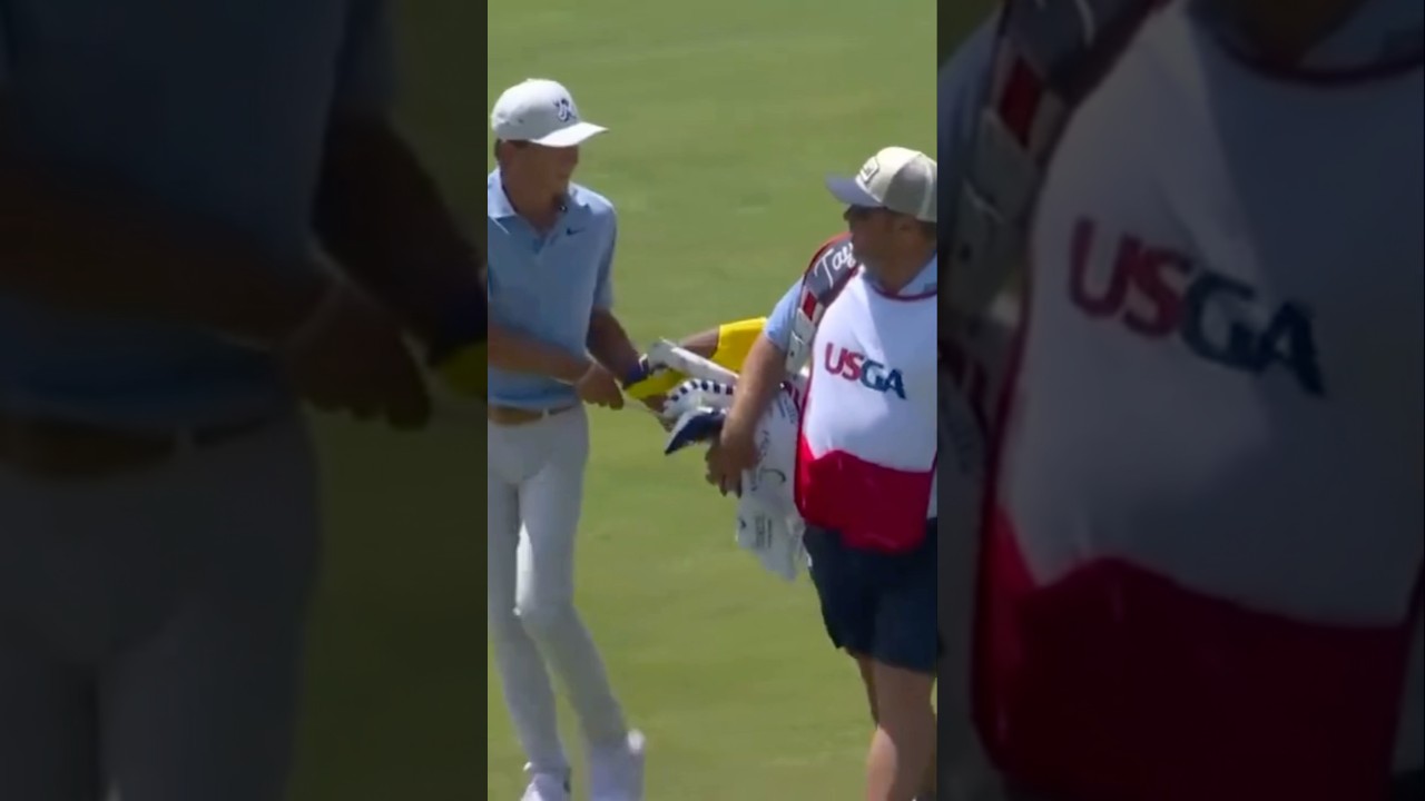 He Surprised His Dad as Caddy at the U.S. Open 🥹 #JuniorGolf #FathersDay