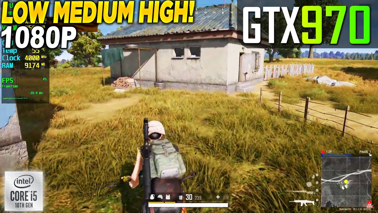 PUBG GTX 970 - 1080p Low, Medium, High, - YouTube