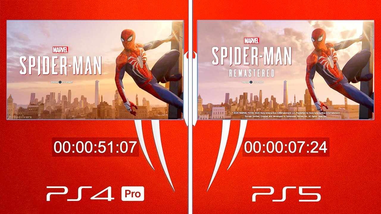 Marvel's Spider-Man Remastered - PS4 Pro Vs PS5 Load Time