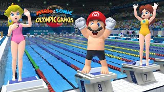 Mario & Sonic At  The Olympic Games Tokyo 2020 Event Swimming 100M Freestyle Hard Mario Knuckles Amy