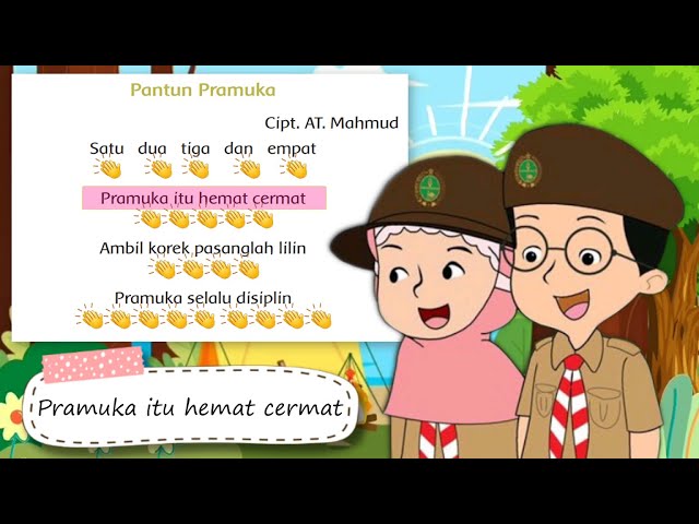 PANTUN PRAMUKA (Lirik) - Lagu Tema 8 Kelas 3 SD | Vocal Shema | Satu Dua Tiga dan Empat class=