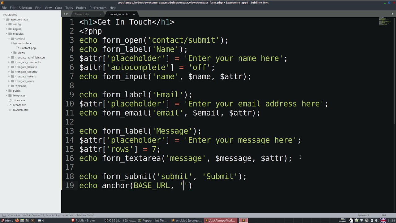 How to build a contact us form with the Trongate PHP framework