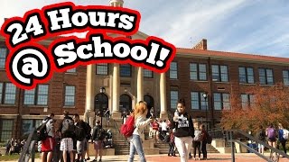 24 HOUR CHALLENGE AT SCHOOL! (ALMOST GOT CAUGHT) Crazy 24 Hour Overnight Challenge In School