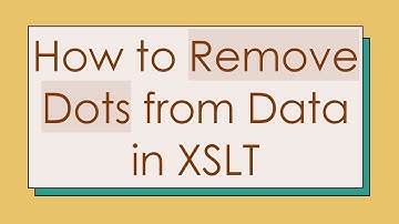 How to Remove Dots from Data in XSLT