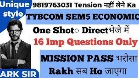Economic sem5 | Most Important  Questions |Tybcom sem5 Exam |Mumbai  University  Exam| ark sir