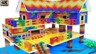 DIY - Build Modern Bamboo House With Swimming Pool for Catfish From Magnetic Balls ( Satisfying )